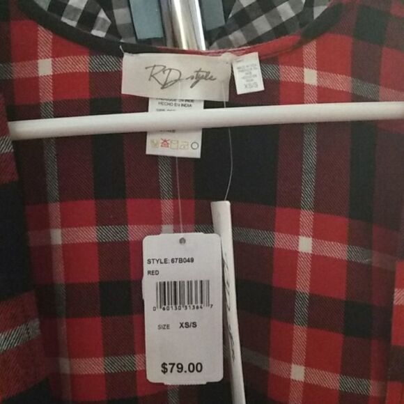 RD Style Plaid Open Fringed Poncho - Picture 3 of 6